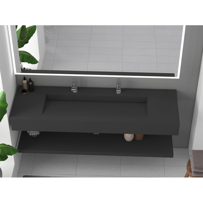 CastelloUSA Boyter 60'' Solid Surface Rectangular Wall Mount Bathroom